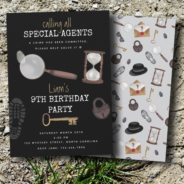 Mystery Kids Secret Agent Spy Detection Geburtstag Einladung (Mystery Kids Secret Agent Spy Detective Birthday Invitation)