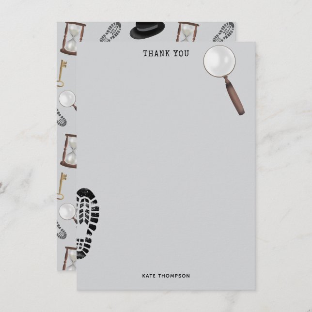 Mystery Kids Secret Agent Spy Deteme Theme Dankeskarte (Vorne/Hinten)