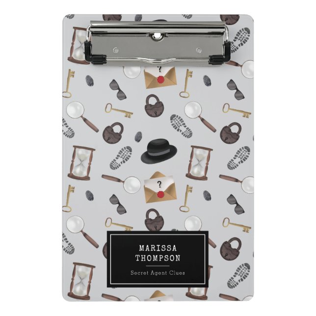 Mystery Kids Secret Agent Spy Deteme Theme Mini Klemmbrett (Vorderseite)