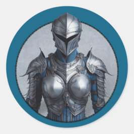 Mystery Lady in Silver Armor Denim Jacket Runder Aufkleber