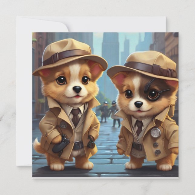 Mystery Party Pups (wortlose Abdeckung) Einladung (Vorderseite)