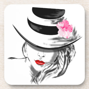 Mysteryous Lady Beverage Coaster Red Lips Getränkeuntersetzer