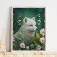 Mystic Arctic Fox Wall Art | verzaubertes Woodland