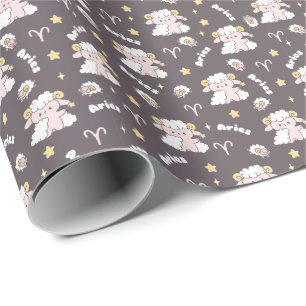Mystic Aries Zodiac Night Bunny und Ram Geschenkpapier
