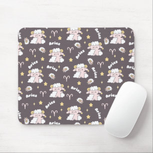 Mystic Aries Zodiac Night Bunny und Ram Mousepad