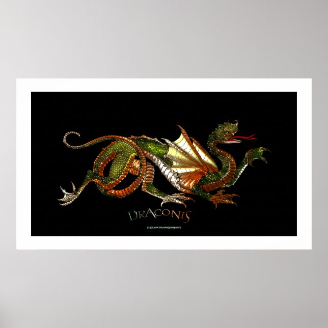 Mystic Asian Dragon Fantasy Art Poster (Vorne)