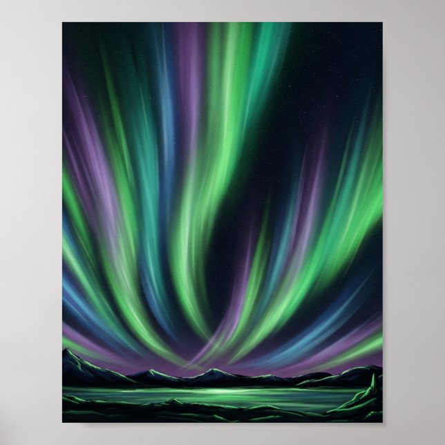 Mystic Aurora Borealis - Nordlichter Kunst Poster (Vorne)