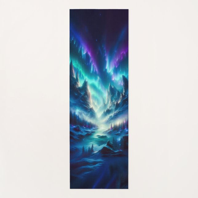 Mystic Aurora Mountain Yoga Mat – Fantasy Landscap Yogamatte (Vorderseite)