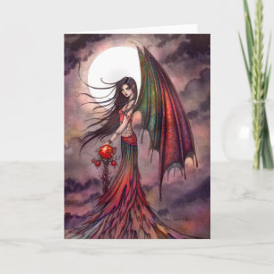 Mystic Autumn Vampire Gothic Fairy Halloween Art Karte