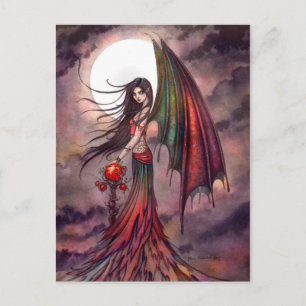 Mystic Autumn Vampire Halloween Faiasy Art Postkarte