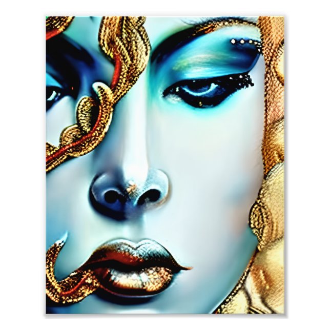 Mystic Beauty Golden Goddess Ai Art Fotodruck