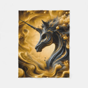 Mystic Black and Gold Lion - Regal Abstrakt Expes Fleecedecke