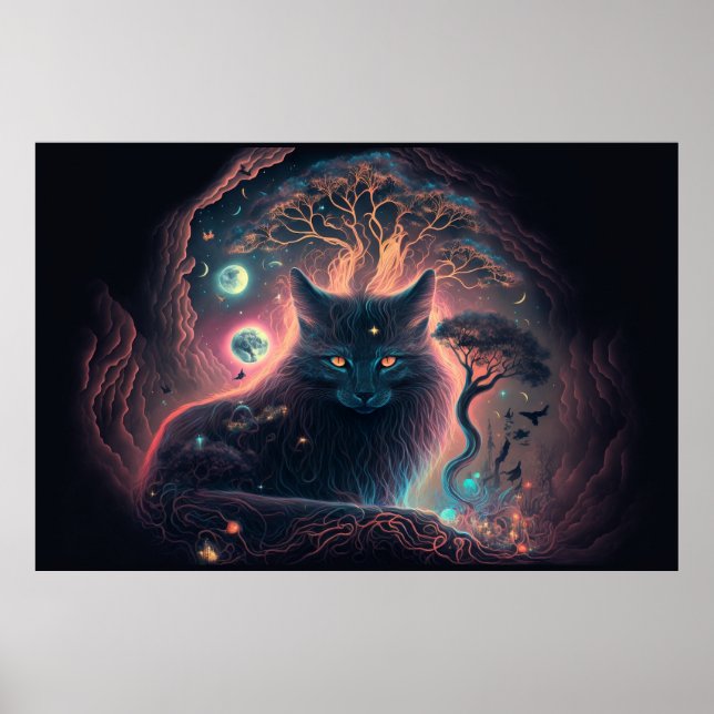 Mystic Black Cat Art Poster (Vorne)