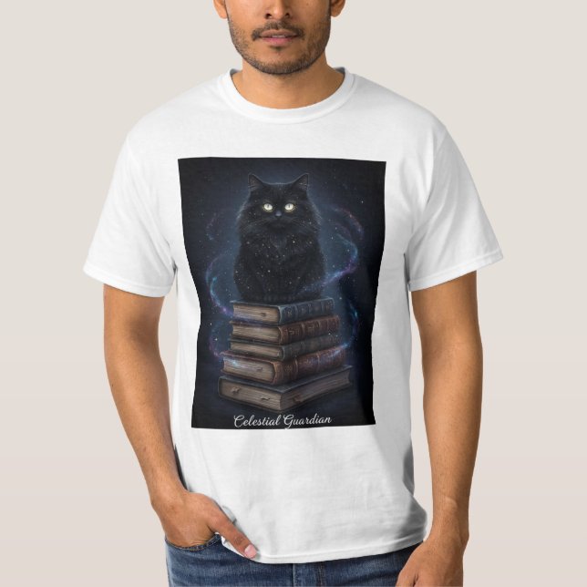 Mystic Black Cat Celestial Constellation T - Shirt (Vorderseite)
