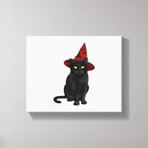 Mystic Black Cat mit Dark Red Hat Classic T - Shir Leinwanddruck