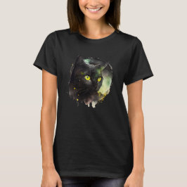 Mystic Black Cat Under Full Moon - Halloween Des T-Shirt