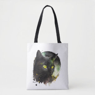 Mystic Black Cat Watercolor - Verzauberte Nachtkun