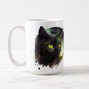 Mystic Black Cat Watercolor - Verzauberte Nachtkun Kaffeetasse