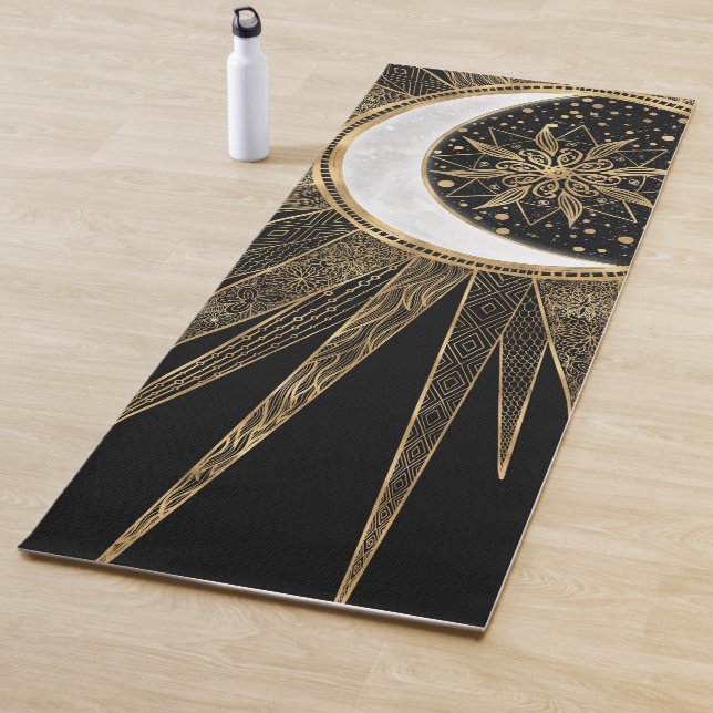 Mystic Black Gold Sun Moon Mandala Yogamatte (Beispiel)