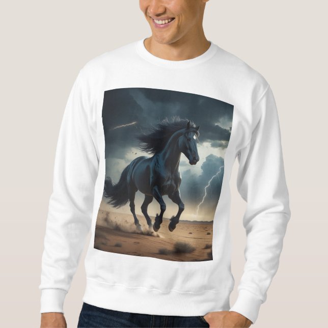 Mystic Black Stallion Storm Rider T-Shirt ⚡ 🖤 Sweatshirt (Vorderseite)