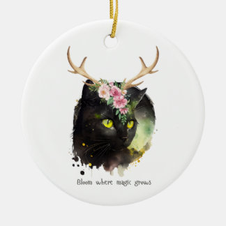 Mystic Bloom Cat Keramik Ornament
