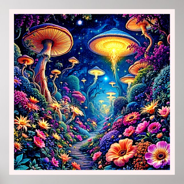 Mystic Bloom Forest Under Stars Poster (Vorne)