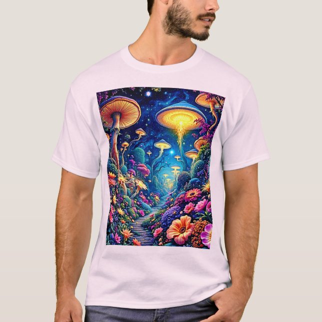 Mystic Bloom Forest Under Stars T-Shirt (Vorderseite)