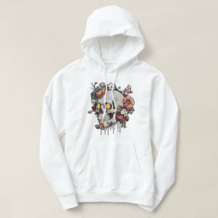 Mystic Bloom: Juwelengeschmückter Totenkopf & Flor Hoodie