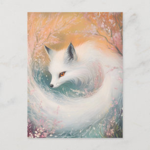 Mystic Bloom Spring Fox Watercolor Ankündigungspostkarte