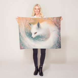 Mystic Bloom Spring Fox Watercolor Fleecedecke