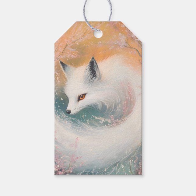 Mystic Bloom Spring Fox Watercolor Geschenkanhänger (Vorderseite)