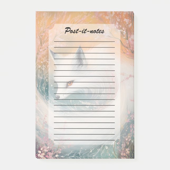 Mystic Bloom Spring Fox Watercolor Post-it Klebezettel (Vorderseite)