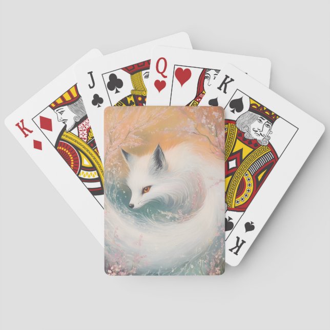 Mystic Bloom Spring Fox Watercolor Spielkarten (Rückseite)