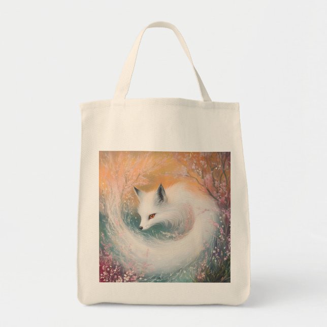 Mystic Bloom Spring Fox Watercolor Tragetasche (Vorne)