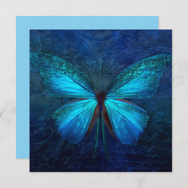 Mystic Blue Butterfly Custom Flat Card Karte (Vorne/Hinten)