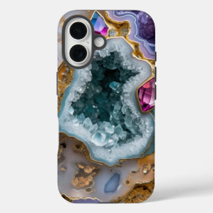 Mystic Blue Geode with Golden Accents - Crystal St iPhone 16 Hülle