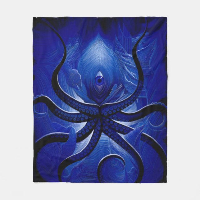 "Mystic Blue Octopus Blanket** Fleecedecke (Vorderseite)