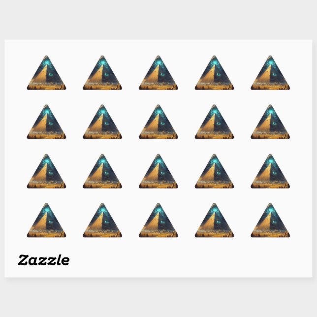 Mystic Blue Pyramide Art Dreieckiger Aufkleber (Blatt)