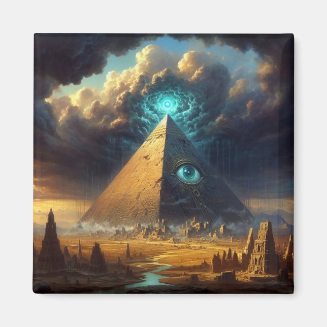 Mystic Blue Pyramide Art Magnet (Vorne)