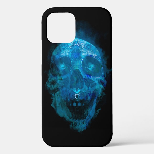 Mystic Blue Sugar Skull Case-Mate iPhone Hülle (Rückseite)