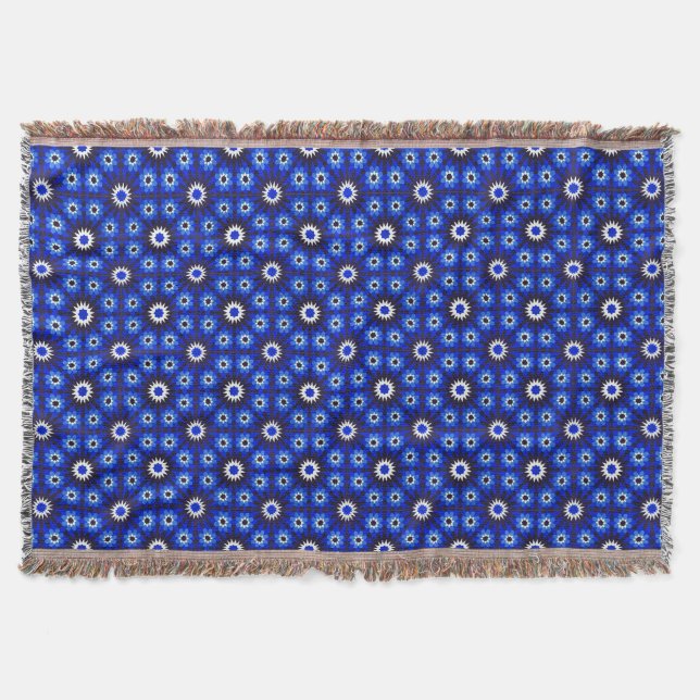 Mystic Blue Zellige Geometry Decke (Vorderseite)