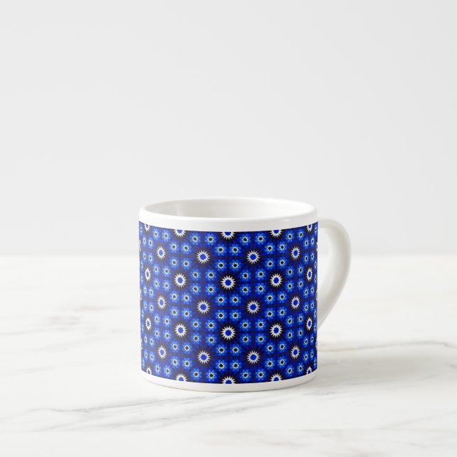 Mystic Blue Zellige Geometry Espressotasse (Vorderseite Rechts)