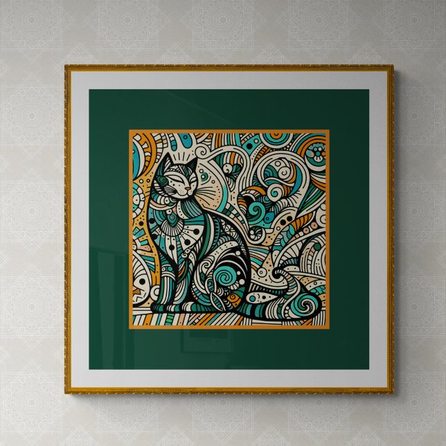 Mystic Boho Cat Art Print Poster (Von Creator hochgeladen)