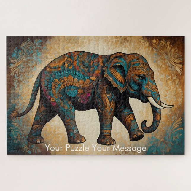 Mystic Boho Elephant Mandala Puzzle (Horizontal)