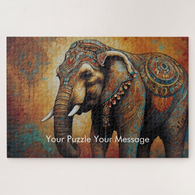 Mystic Boho Elephant Mandala Puzzle (Horizontal)