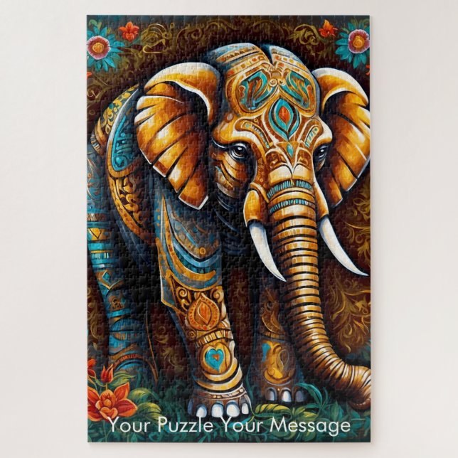 Mystic Boho Elephant Mandala Puzzle (Vertikal)