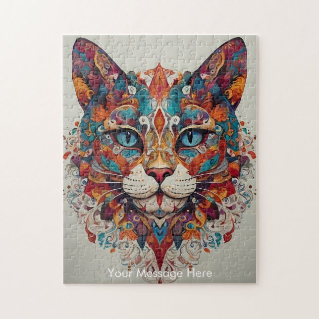 Mystic Boho Feline Cat Mandala Puzzle (Vertikal)