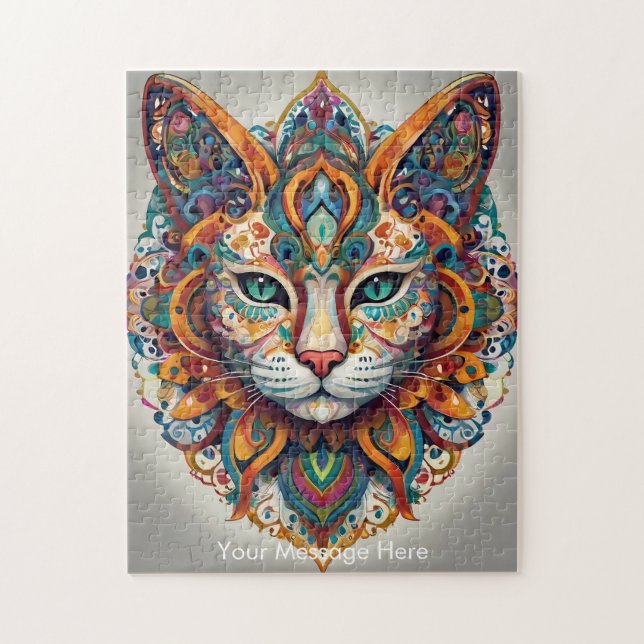 Mystic Boho Feline Cat Mandala Puzzle (Vertikal)