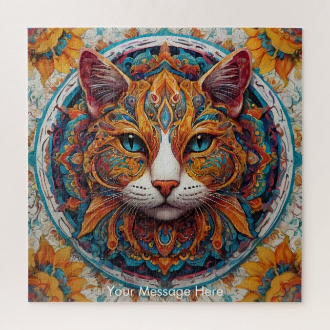 Mystic Boho Feline Cat Mandala Puzzle (Vertikal)