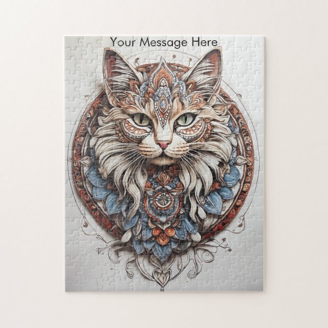 Mystic Boho Feline Cat Mandala Puzzle (Vertikal)